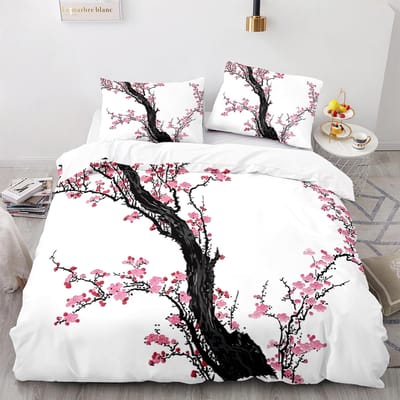 Ukiyo-e Dekbedovertrekset King Queen Full Size Thema Golfpatroon Polyester Beddengoedset Fuji Berg Exotische Abstracte Stijl EU Single 135x200cm
