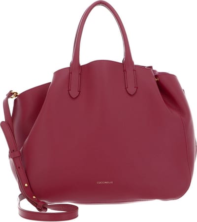 COCCINELLE Leren Handtas Schoudertas Coccinelle Soft Wear Handbag Double Grainy Leather Garnet R / Pulp P Wijnrood