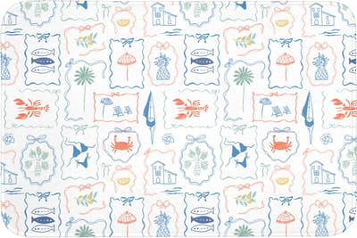 Badmat 90x60 cm - Antislip - Patroon - Zomer - Illustraties - Badmatten voor badkamer - Badkamermat - Douchemat - Badkamer mat