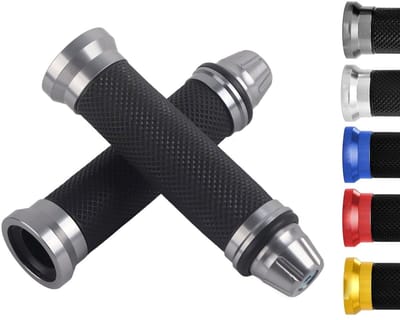 Dailygoods- Handvat CNC Aluminium/Rubber - Motorfiets Grip - Stuur Handgrepen - Universeel 7/8" - Links/Rechts - Lengte 14,5 cm - Motorhandgrepen