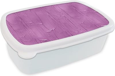 Broodtrommel Wit - Lunchbox - Brooddoos - Patronen - Verf - Paars - 18x12x6 cm - Volwassenen