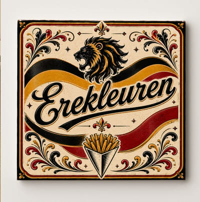 België Erekleuren Decoratieve Keramische Tegel – Belgische Leeuw Wandtegel – Rood Zwart Geel Friet Souvenir Cadeau