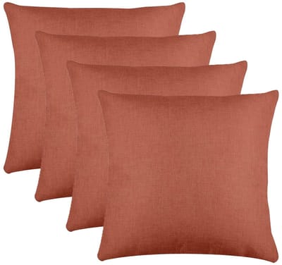 Stof Textile sierkussen Bea - 4x - terracotta - 50 x 50 cm - bank kussens - zitkussens - binnen/buiten - polyester