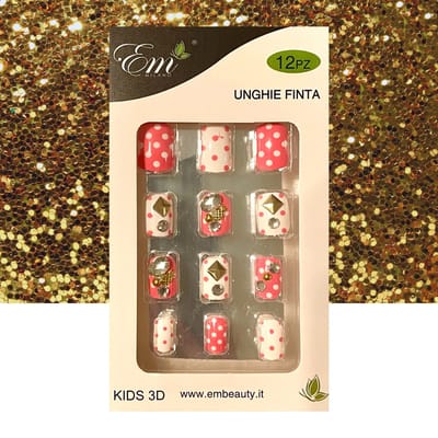 Plaknagels | Nepnagels | Pink White Dots | voor Kinderen | Geen Lijm Nodig