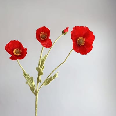 Boeket van 4 Kunstbloemen Klaproos Nepbloemen Voor Huisdecoratie Tuinfeest Bruiloftsdecoratie Doe-het-zelf Accessoires rood