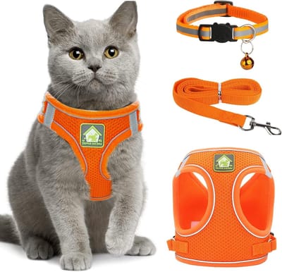 Verstelbare en Reflecterende Kattenharnas Set met Leash, Veilig en Comfortabel voor Buitenavonturen, Geschikt voor Kleine Katten (XS)