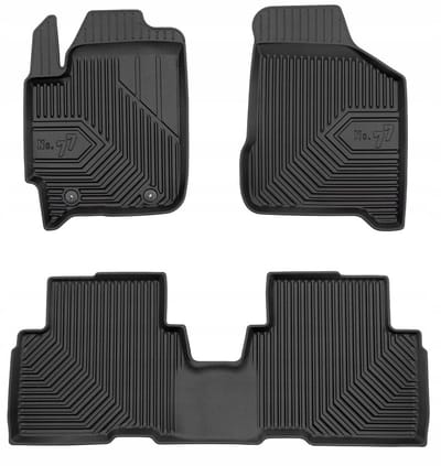Frogum No.77 Rubberen Automatten - KIA Carens II 2002-2006 - TPE - Zwart - 3-delig - Hoge rand 4cm