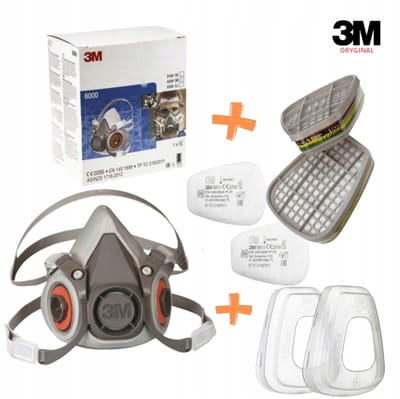 3M 6200 maat M + 6059x2 + 5911x2 + 501x2 SET half gelaatsmasker compleet !!! Verfmasker - stofmasker