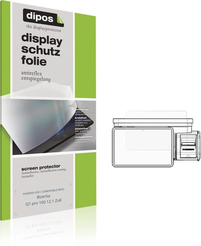 dipos – 2x Matte Beschermfolie geschikt voor Bizerba Q1 pro 100 12.1 Zoll | Krasbestendige & antireflecterende Screenprotector Ultra-Thin