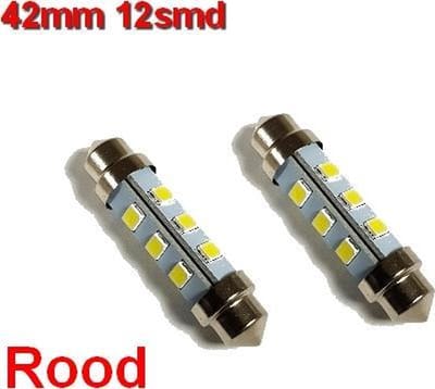 Buislampen 42mm 2835smd Rood 10-40v