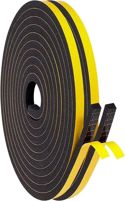 Zelfklevende Dichtband 6 mm (B) x 6 mm (D) / 10 m (L) voor Deuren en Ramen, Geluidsisolatie en Schokabsorptie (Zwart)