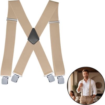 Sorprese Bretels Khaki - 5 cm Breed - X-Model - Verstelbaar, Stijlvol en Comfortabel - Bretels Heren Volwassenen met Brede Clip