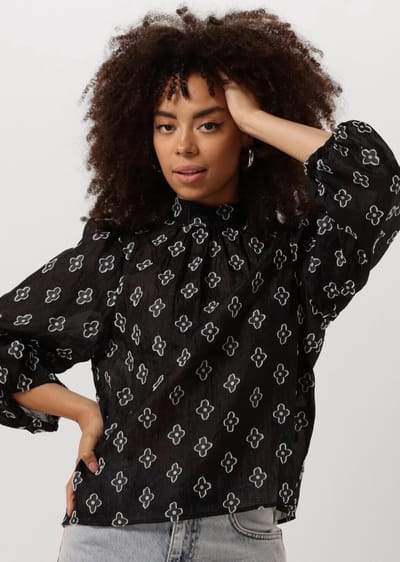 Minus Agina Round Neck Blouse Dames - Jurken - Zwart - Maat 36