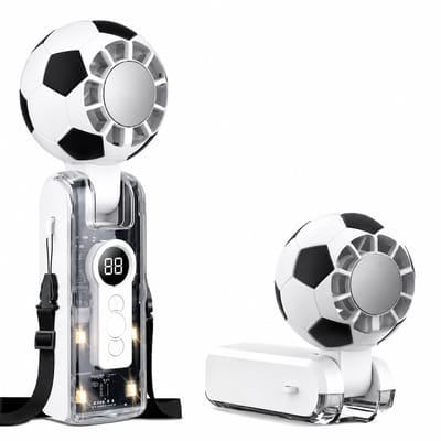 VHV Portable Handheld Turbo Fan - Mini Ventilator met IJskoeling & 3600mAh Accu - Oplaadbare Handventilator met 6 Snelheden & LED Display - 180° Opvouwbare Kleine Zakventilator met Zaklamp voor Reizen, Kantoor & Outdoor - Wit