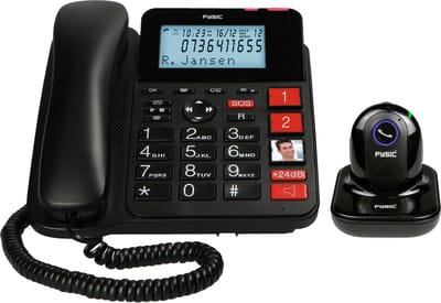 Fysic FX3960 - Vaste telefoon met antwoordapparaat en draadloze SOS paniekknop - Zwart