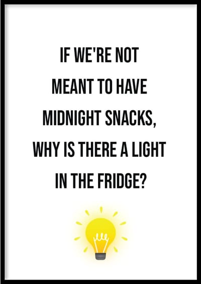 Poster Midnight Snacks - 30x40cm met Fotolijst – Keuken Poster – Ingelijst