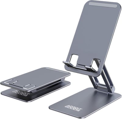 AdroitGoods Aluminium Telefoonhouder - Universele Standaard - Bureau- en Desktophouder - Grijs - Verstelbaar