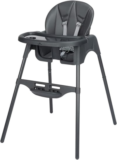 2-in-1 Baby Kinderstoel - 6 maanden - 3 jaar - Gevoerd Kussen - Lichtgewicht (4 kg) Peuterstoel - Verstelbare Voetensteun Tray - Met 1 hand Verstelbare Rugleuning - Tinted Graphite
