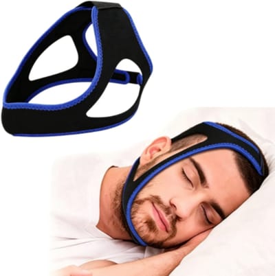 Anti-snurkapparaat - anti-snurk kinband - verstelbaar - verbetert de slaapkwaliteit - helpt snurken te voorkomen - unisex - blauw - één maat past iedereen