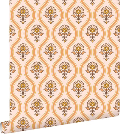 ESTAhome behang vintage bloemen oranje en beige - 50 x 900 cm - 131737