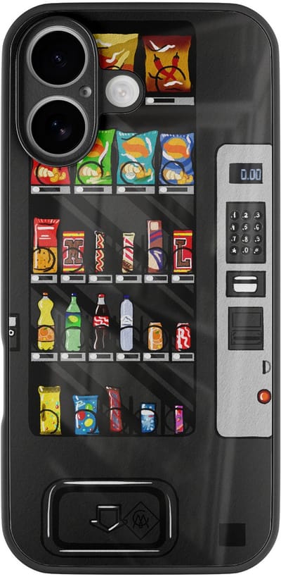 Casimoda® hoesje - Geschikt voor iPhone 17 - Snoepautomaat - Luxe Hard Case Zwart - Backcover telefoonhoesje - Multi