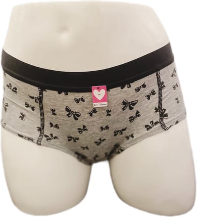Boobs & Bloomers Anny - meisjes boxershort - maat XS - grijs/zwart - 30332050