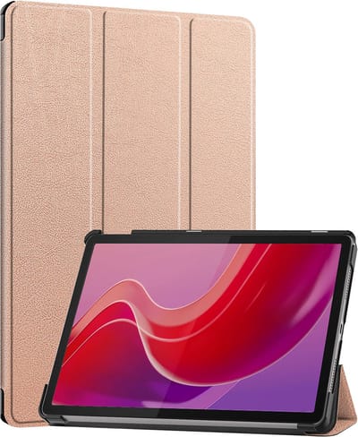 Hoes - Geschikt voor Lenovo Tab M11 (11 inch) - Dun & Stevig - Trifold Bookcase - Hard Cover - Hardcover Book Case - Tablet Hoesje - Rosé goud