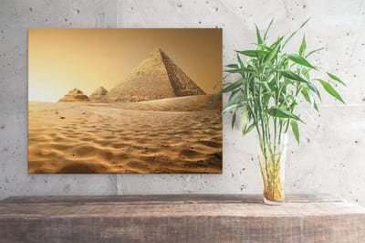 Artaza Canvas Schilderij Zonsondergang Woestijn - 40x30 cm - Klein - Wanddecoratie Afrika - Muurdecoratie Piramides - Kamer Accessoires