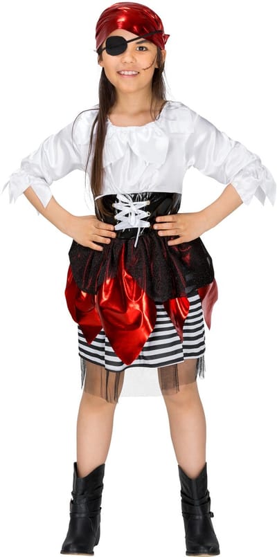 dressforfun - Meisjeskostuum piratenvrouw Lilly Blauwmarie 140 (9-10y) - verkleedkleding kostuum halloween verkleden feestkleding carnavalskleding carnaval feestkledij partykleding - 300749
