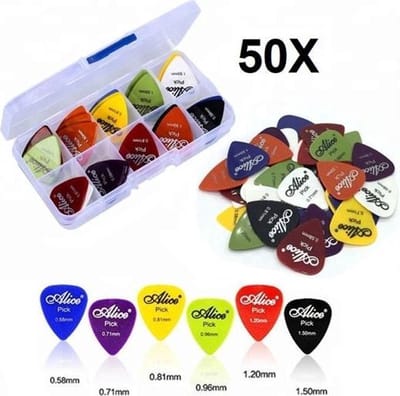 *** Plectrumdoos - Plectrum Set - Doosje Plectrums - 50 Plectrums - 8 Kleuren - 6 Diktes - van Heble® ***