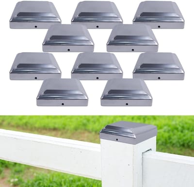Set van 10 Gegalvaniseerde Post Caps 8 x 8 cm, Metalen Hoofden voor Houten Palen, Piramidevormige Deksel voor Tuinhekken en Schuttingen