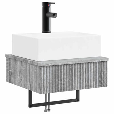 vidaXL - Wandgemonteerde - wastafel - Grijs - Sonoma - 40 - x - 41 - x - 39 - cm