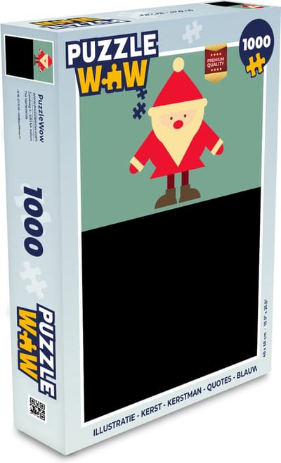 Puzzel Illustratie - Kerst - Kerstman - Quotes - Blauw - Vintage - Legpuzzel - Puzzel 1000 stukjes volwassenen - Kerst - Cadeau - Kerstcadeau voor mannen, vrouwen en kinderen