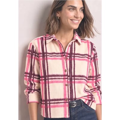 Overhemdblouse van corduroy met ruitjespatroon