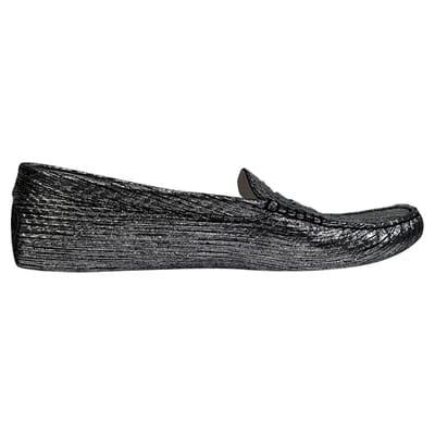 Tod's Metallic Accent Instapschoenen in Zilveren Leer