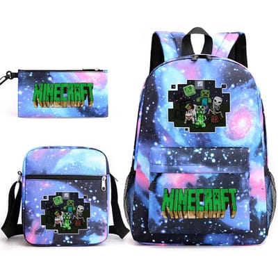 Minecraft Schooltas Game Merchandise Student Grote Capaciteit Print Drie Delige Schooltas Mannen En Vrouwen Three-piece set