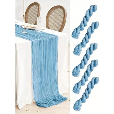 Lichtblauwe Geplooide Tafelloper, Opvouwbaar Tafelkleed, Feestelijke Verjaardagsdecoratie Bruiloftsdecoratie Vakantie Huisdecoratie Tafeldecoratie Feestzaal 1pc 90*180cm babyblauwe kleur