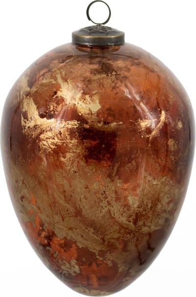 HomeBound by KY | Glazen kerstbal XXL brown marble | 20x20x20cm | kerstbal