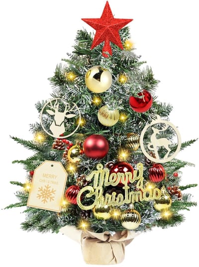 Dailygoods- Kerstboom 45 cm - Mini-kerstboom met verlichting - Kunstkerstboom - LED verlichting - Compact - Vlamvertragend en geurloos