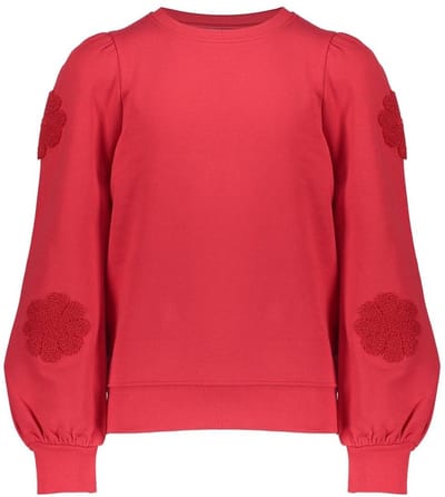 Geisha winter sweater meisjes - rood - bloemen op mouw