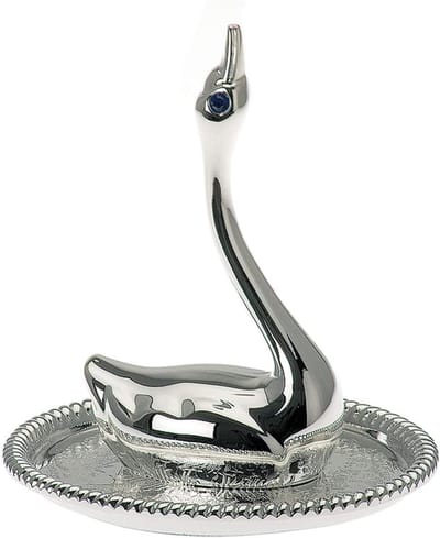 Ringhouder Zwaan - Sieraad standaard - Juwelen opbergen - Verzilverd metaal - 7x7 cm - Zilver