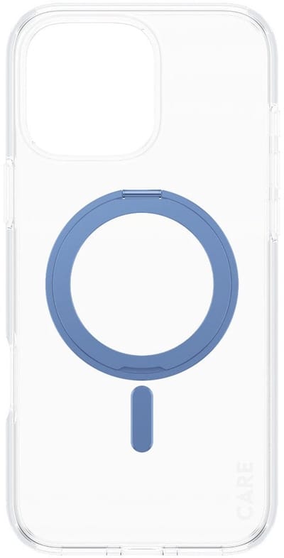 CARE by PanzerGlass Feature Case Transparent w. Blue Kickstand & MagSafe iPhone 16 Pro Max
