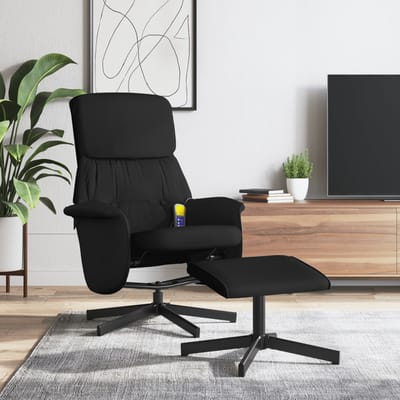 Vidaxl Klapbare Massagestoel Met Voetensteun, Zwart, Bekleed Met Stof