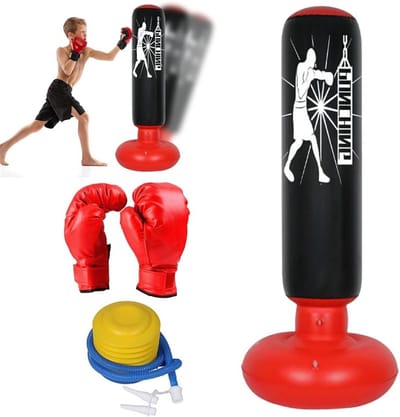 Verstelbare Bokszak voor Kinderen 3-12 Jaar - 160 cm Staande Punching Bag met Bokshandschoenen en Pomp - Ideaal voor Karate, Taekwondo en MMA Training