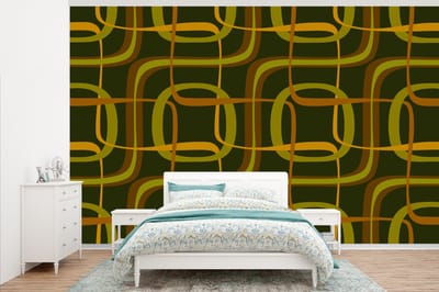 Behang - Fotobehang Jaren 70 - Retro - Groen - Breedte 345 cm x hoogte 220 cm