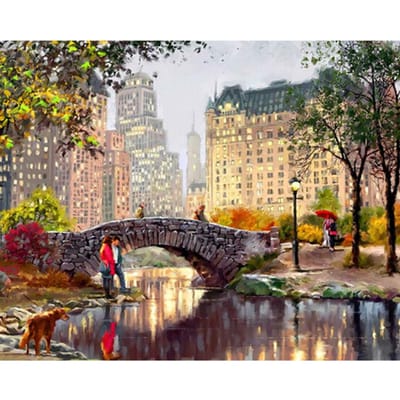Diamant borduurwerk brug landschap 5d diamant schilderij vierkante boor huisdecoratie foto voor thuis 20X30CM beige