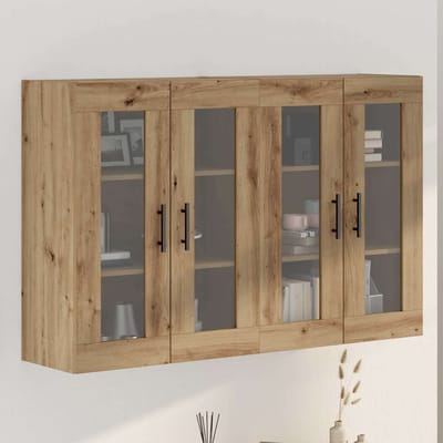 vidaXL - Wandgemonteerde - Kasten - 2 - st - Artisan - eiken - en - zwart - Bewerkt - hout