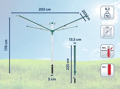 Leifheit droogmolen Linomatic 500 deluxe incl. bodemhuls en beschermhoes - 50 m drooglengte - 5 wasmachineladingen