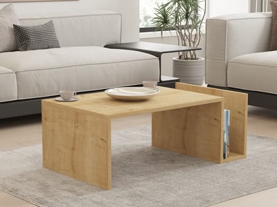 Asir - Salontafel - Saffier Eik - 100% met melamine gecoat spaanplaat - 86,8 x 50 x 32,4 cm