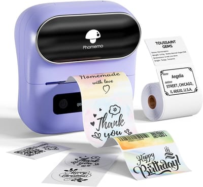 Labelprinter Bluetooth - Thermische Printer - Labels Maken - Inktvrije Technologie - 20-75mm Breedte - Paars